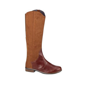 NAOT Shamal Women's Size 38/7-7.5 Brown Leather Tall Riding Side Zip Boots NEW
